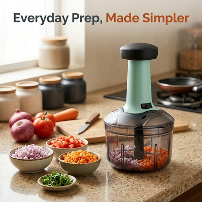 Push Chopper | 5-Blade 900ml | Manual Vegetable & Fruit Cutter