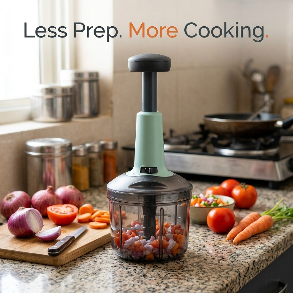 Push Chopper | 5-Blade 900ml | Manual Vegetable & Fruit Cutter